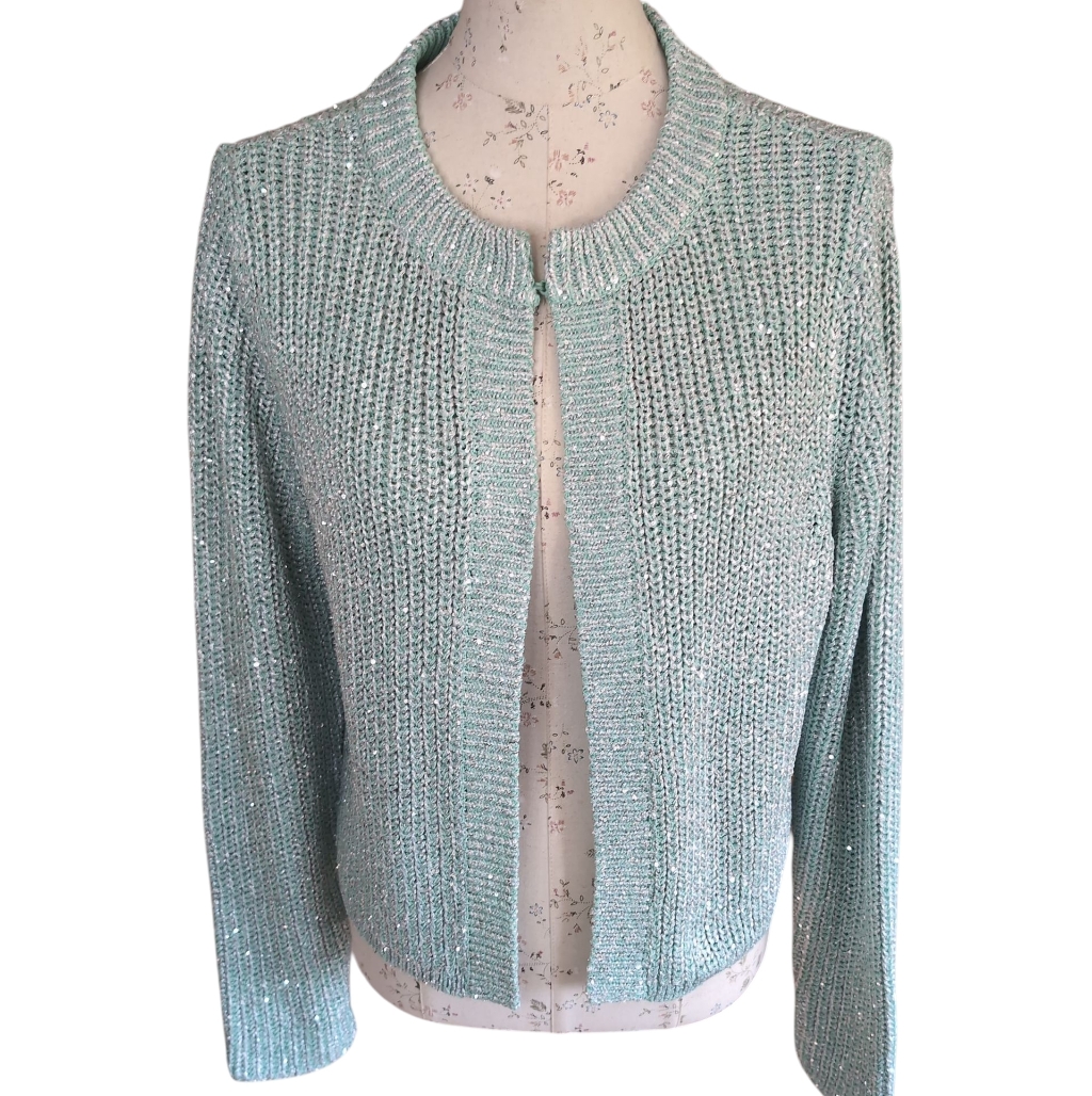 Ann Taylor Shimmer Open Front Cardigan Mint Xl Nwt